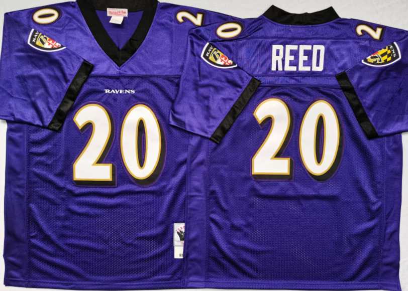 Ravens 20 Ed Reed Purple M&N Throwback Jersey->nfl m&n throwback->NFL Jersey